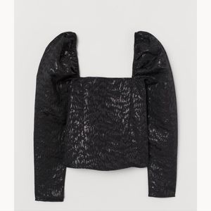 H&M jacquard puff sleeve blouse